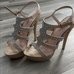 Glamorous Gold Rhinestone Heels
